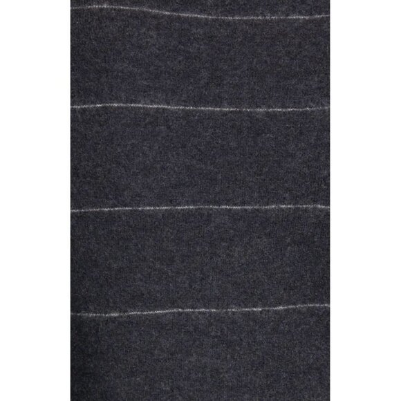 Vince Stripe Fitted 100% Cashmere Crewneck Sweater Charcoal Gray Size XL $345 - Picture 4 of 14